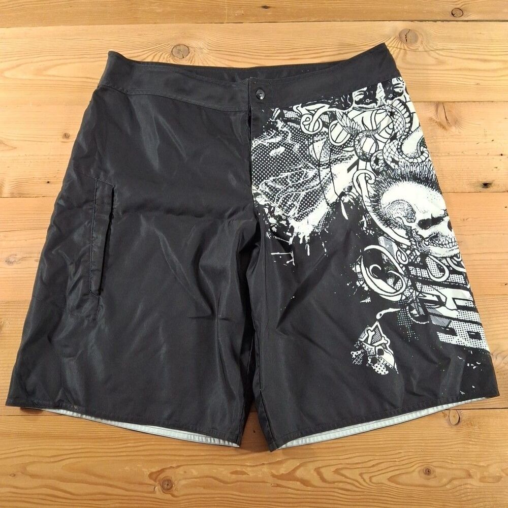 Hawk Shorts Mens 36x12 Nlack Skull Skater Tony Hawk